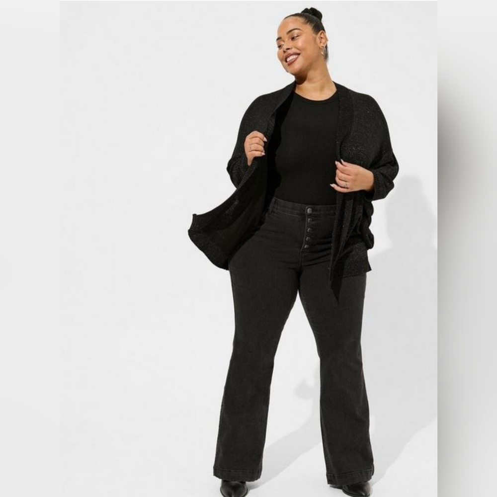 Torrid Black Liquid Shine Wrap/Cardigan Sz 00/0